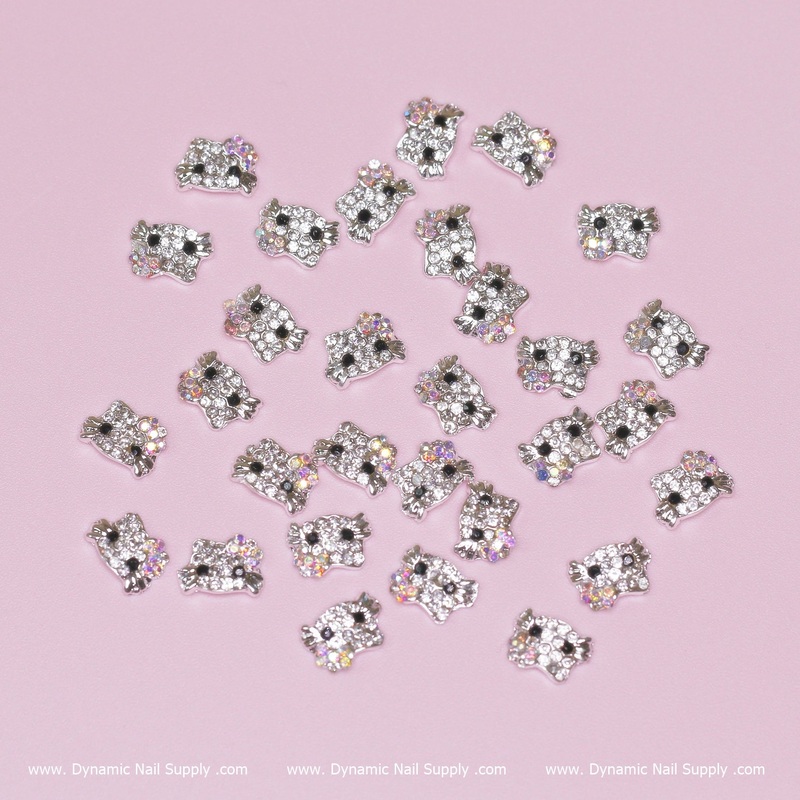 (AB clear) 30 pcs Metal Hell0 Kitty Design Nail Charms  (zircon alloy charm)