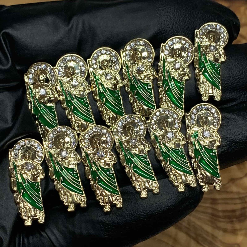 12 pcs Religious charm for vintage nails art design (San Judas / Gold color)
