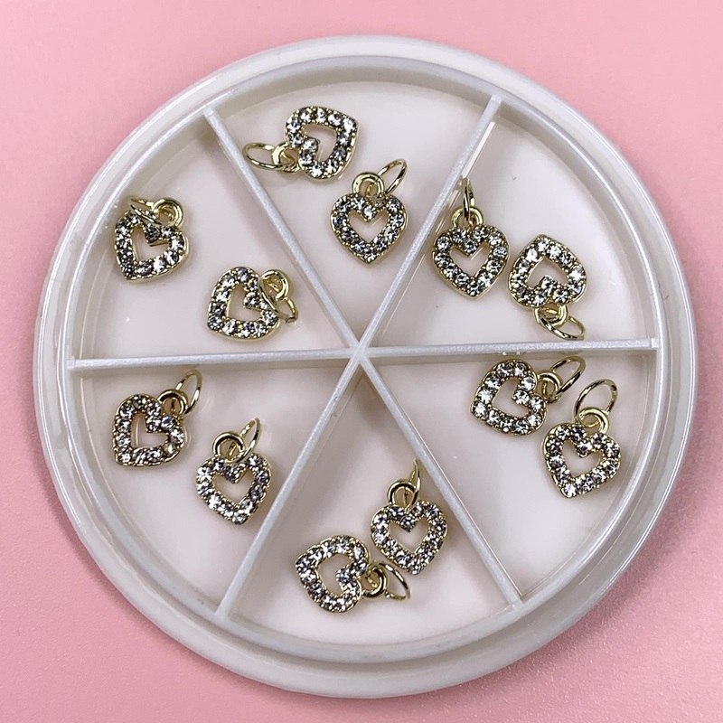 Heart shaped Dangles Nail Charms set