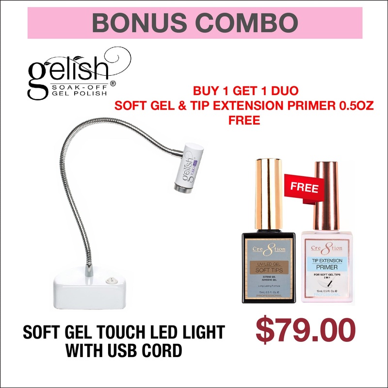 (Bonus Combo) Gelish Soft Gel Touch LED Light with USB Cord – Buy 1 Get 1 Cre8tion Soft Gel & 1 Extension Primer 0.5oz Free