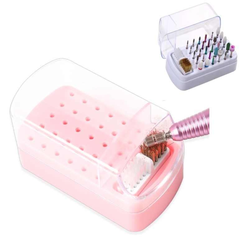 2-in-1 Drill Bits Holder Holder (30 holes) + Drill Bit Cleaner Case Assorted Color