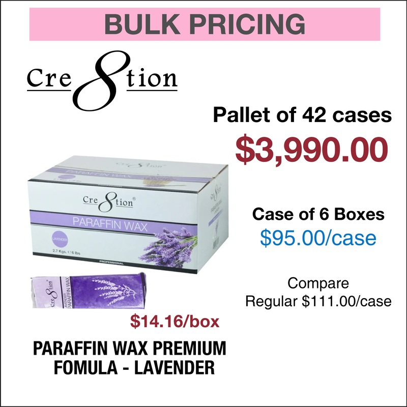 Cre8tion Paraffin Wax Lavender – Premium Fomula  – Pallet of 42 Cases, case/6 Boxes
