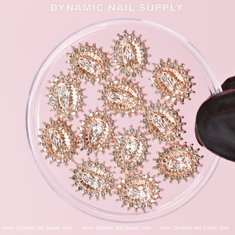 12 pcs Religious charm for vintage nails art design (Virgin Mary de Guadalupe / Rose Gold)