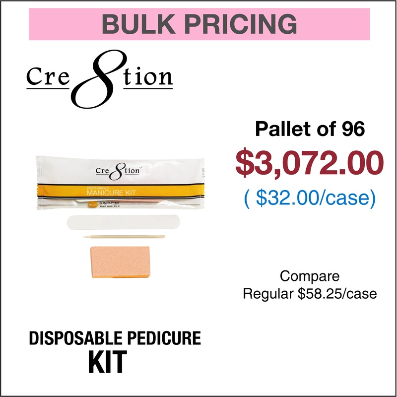 Cre8tion Disposable Manicure Kit – Pallet of 96, case/300 kits